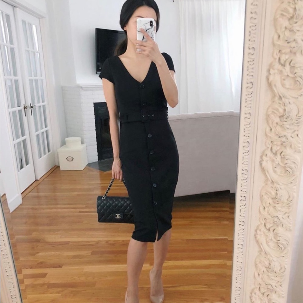 Express Belted Black Dress